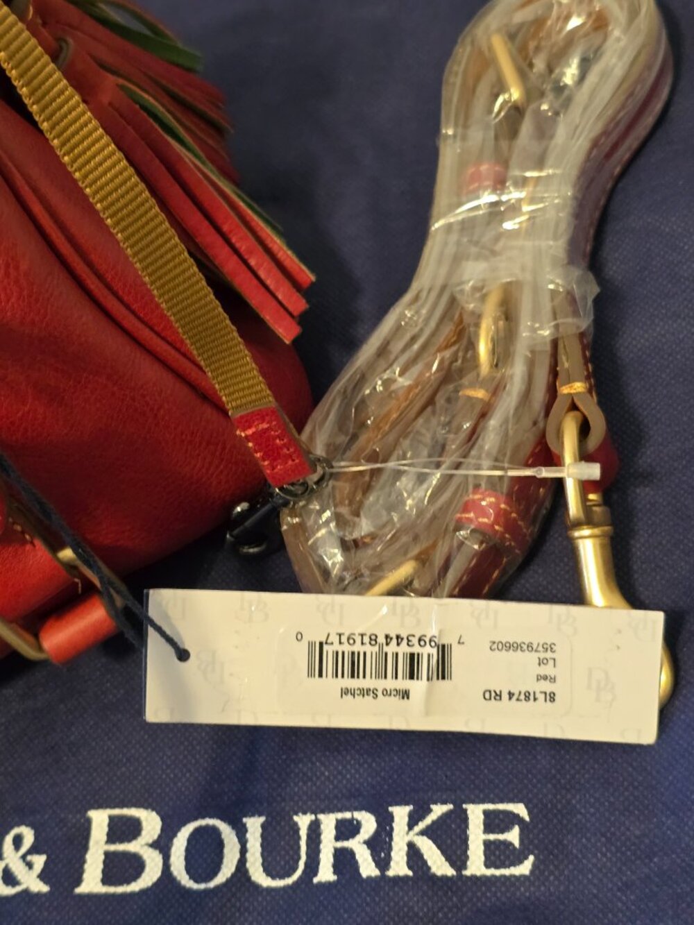 Dooney & Bourke Florentine Micro Satchel Crossbody w/ Matching Wallet (Red) - Picture 8 of 10